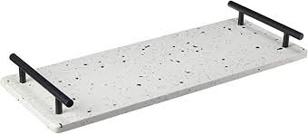 Bandeja C Alca De Marmore E Ferro Terrazzo 40x15x4 5cm Lyor Branco E Preto No Voltagev Amazon Com Br Cozinha