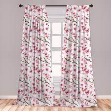 Save on top brands · save with coupons · curbside pickup East Urban Home Ambesonne Cherry Blossom Curtains Watercolor Style Oriental Pattern With Sakura Branch Window Treatments 2 Panel Set For Living Room Bedroom Decor 56 X 84 Hot Pink Green Brown Wayfair