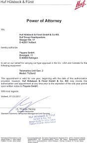 Huf tools gmbh velbert manufactures industrial machines. Tugen2 Tugen2 Cover Letter Power Of Attorney Huf Huelsbeck Fuerst Gmbh Kg