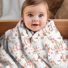 Blush Peach Floral Baby Name Blanket, Personalized Baby Blanket, Crib  Blanket, Toddler Blanket, Custom Baby Gift, Girl Nursery Bedding,