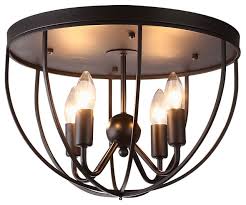 Anvil iron and driftwood finish semi flush mount light from the barrington collection offers a touch of rustic elegance. Rustic Black Metal Round Cage Semi Flush Mount Ceiling Light 4 Light Transitional Flush Mount Ceiling Lighting By Popicorns E Commerce Co Ltd Houzz