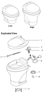 Thetford 31647 Aqua Magic V Parchment Low Hand Flush Rv Toilet Mfg 31647 23328 Browse Our Other Rv Toilet Parts Thetford Rv Toilets And Holding Tank Chemicals Hanna Trailer Supply