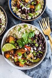Distribute them evenly on sheet in a single layer. Sweet Potato Black Bean Burrito Bowls Nutmeg Nanny