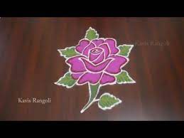 Rose Flower Rangoli With Dots Simple Muggulu Designs Youtube Rangoli With Dots Flower Rangoli Rangoli Designs With Dots