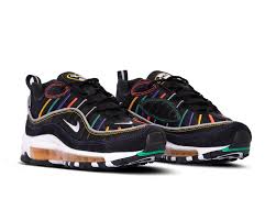 Air Max 98 Premium Black Flash Crimson Kinetic Green Bv0989 023 Nike Air Max Mens Nike Air Sneakers