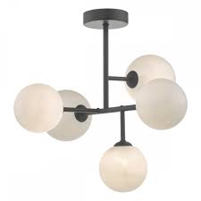 Shop for the best black ceiling lights at lumens.com. 5lt Semi Flush Black Opal Glass Lighting And Lights Uk