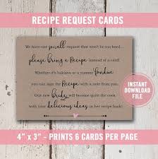 Printable Bridal Shower Recipe Request Cards On Brown Kraft Paper This Listing Is For Prin Bridal Shower Recipes Cards Bridal Shower Rustic Bridal Shower Food