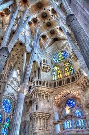Inside Sagrada Familia Barcelona Spain Cathedral Gaudi Antoni Gaudi