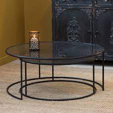 table basse industrielle gigogne ronde plateau verre table basse table basse industrielle table basse gigogne