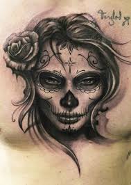 Black And White Realistic Sugar Skull Tattoo Tattoo Ideas Central Sugar Skull Tattoos Skull Girl Tattoo Neck Tattoo