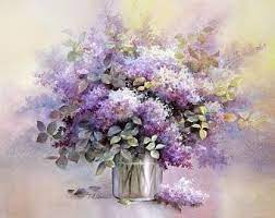 Lilac Flowers Art Print Of Original Water Color Painting Lilacs Floral Arrangement Flower Painting Watercolor Flowers Paintings Flower Art