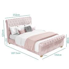 $30.00 coupon applied at checkout. Safina Roll Top Double Sleigh Bed In Baby Pink Velvet Buyitdirect Ie