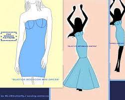 Bustier Dress Strapless Three Length Option Pdf Sewing Pattern Digital Download Us Size 4 6 8 10 12 Eu Size 34 36 38 40 42 Pdf Sewing Patterns Diy Prom Dress Pattern Bustier Dress