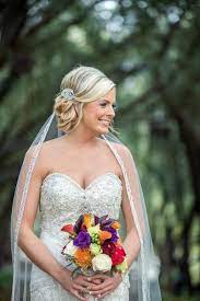 Low Side Bun Loose Wave Sparkly Wedding Dress Blonde Bride Pretty Makeup Long Veil Up Do Hair Sparkly Wedding Dress Blonde Bride Wedding Hairstyles Bridesmaid