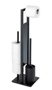 Freestanding toilet paper holders come in many styles, including options that dispense a roll and hold extras to ones simply designed to store additional toilet rolls. Wenko Rivalta Toilet Roll And Brush Holder 23708100
