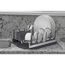 Ribbed detail lets air flow to promote drying. Tramontina Plurale Stainless Steel Dish Drainer Rack With Graphite Gray Drip Tray Tramontina