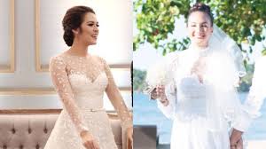 Ini merupakan salah satu jenis baju kebaya yang seringkali dikenakan oleh para artis ternama ibukota. 7 Desain Gaun Pengantin Selebriti Yang Memikat Kumparan Com