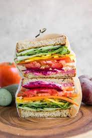 Rainbow Veggie Sandwiches With Hummus From My Bowl Recipe Vegan Camping Food Veggie Sandwich Recipes