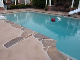 Decorative Concrete Pool Deck Overlay Spray Deck Design With Stone Border Greenville South Carolina Concrete Pool Pool Pool Deck