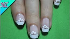 Decoracion De Unas Para Matrimonio French Nail Art Flowers Nail Art Nlc Youtube