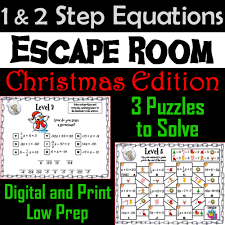 Escape game guide escape game : Solving One And Two Step Equations Game Escape Room Christmas Math Activity Teaching Resources