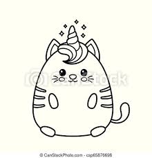 Including simple cat outlines for preschool kids to color in, adorably cute cartoon style cats with personality, and gorgeously detailed designs for big kids and adults, we hope you find a coloring page that you like! Cute Happy Smiling Unicorn Cat Design For Child T Shirt Coloring Book Kid Magic Unicorn Cat Coloring Drawing Book Canstock