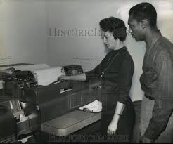 Press Photo Mary Swanson and Norman Springs of Supply Data Processing  System | eBay