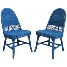 Set Of Four Cobalt Blue Wicker Dining Chairs Wicker Dining Chairs Dining Chairs Blue Dining Chair