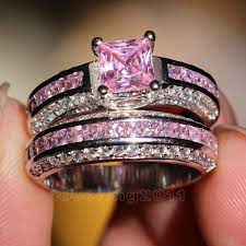 Pink Camo Wedding Ring Sets With Real Diamonds Camo Wedding Rings Sets Camo Wedding Rings Wedding Ring Sets