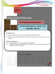 Ppt sistem persamaan linear tiga variabel. Lkpd 1 Sistem Persamaan Linier Tiga Variabel Ilham