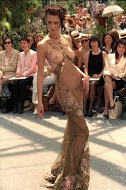 Shalom Harlow  Christian Dior, haute couture by John Galliano, Fall-Winter  1997  Parque Du Bagatelle, Paris