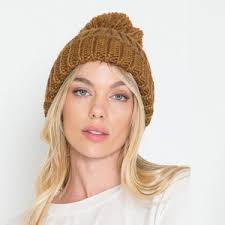 Brown Pom Pom Hat
