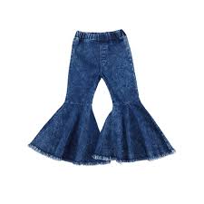 Livingsenburg Toddler Baby Girl Flared Jeans Blue Bell Bottom Denim Pants Walmart Com