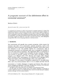 Pdf A Pragmatic Account Of The Definiteness Effect In Existencial Sentences