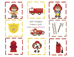 Little Firefighters 9 Pattern Cards Jpg 1 600 1 236 Pixels Fire Truck Craft Preschool Activities Fireman Crafts
