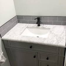 Teeny Weeny Vanity Backsplash All Finished Subwaytilebacksplash Backsplashdecor Contractor In 2020 Vanity Backsplash Tile Backsplash Bathroom Bathroom Backsplash