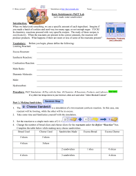 Gas law stoich packet (answers). Basic Stoichiometry Phet Lab Introduction Let S Make Some Sandwiches