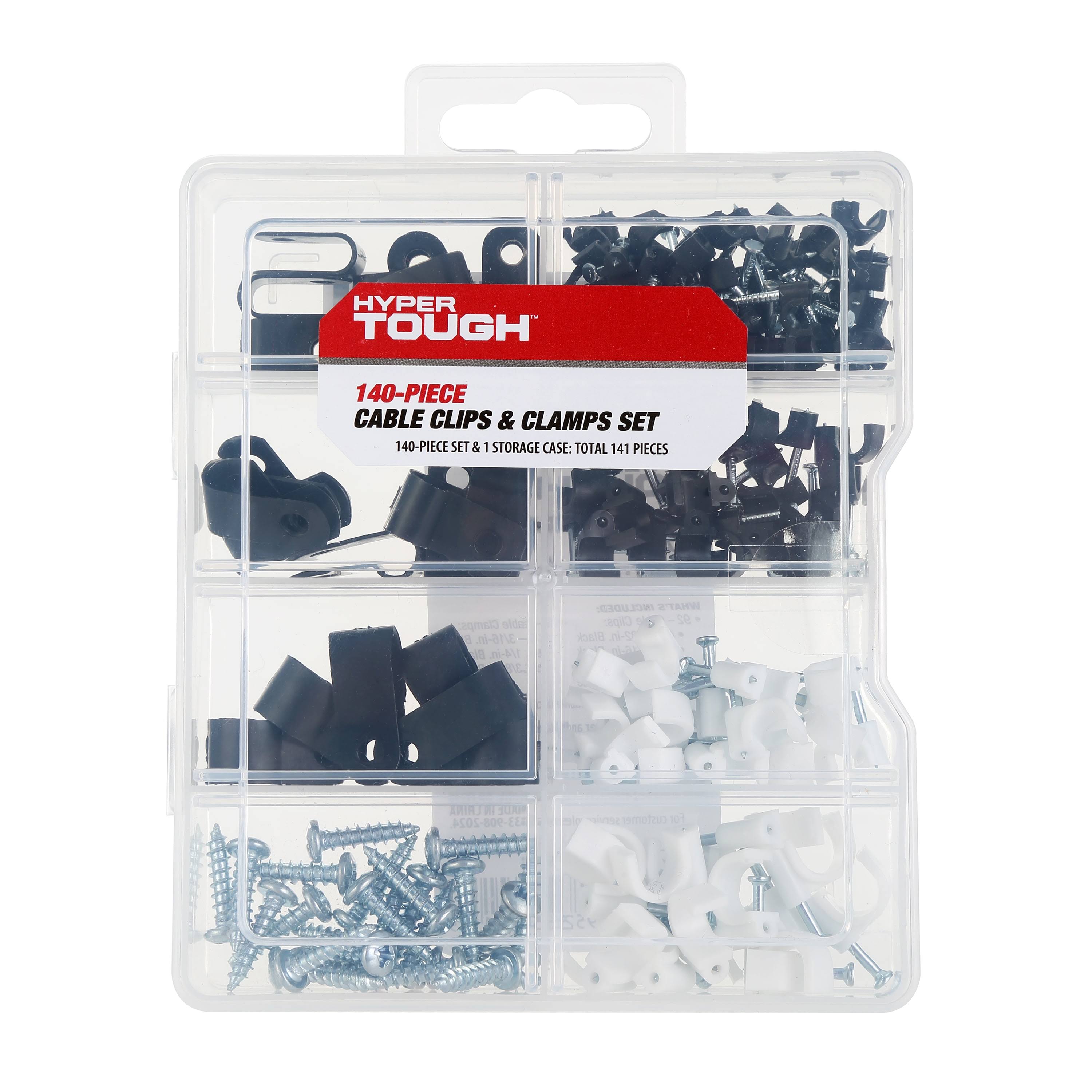 Hyper Tough Polypropylene 140-Piece Cable Clips and Clamp Set for Wood and Masonry