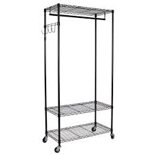 Clothing racks are inexpensive, practical, movable, and simple to put together. Oceanstar Heavy Duty Black Steel Adjustable Clothes Rack With Hooks 35 In W X 75 In H Grs1514 The Home Depot