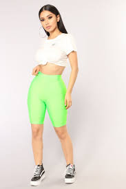 Black Biker Shorts Outfit Summer Curves For Days Biker Shorts Neon Green Neon Green Outfits Neon Outfits Biker Shorts Outfit