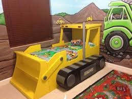 My Sons Construction Theme Room I Painted Murals On The Walls And Built A Bulldozer Bed Construction Theme Rooms Boys Room Mural Construction Bedroom