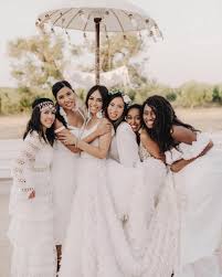 This bridal party didn't let a little rain dampen their day! 20 Best Dressed Bridal Parties From Real Weddings Martha Stewart