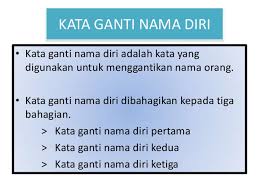 So i might thinking some of you confused why are they divided into three like this all of this have a same meaning in english but this have to use in the different time, person and situation. Kata Ganti Nama Diri