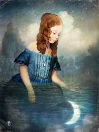 New Moon In Pisces Breathing Under Water Christian Schloe Moon Art Moon Art Print
