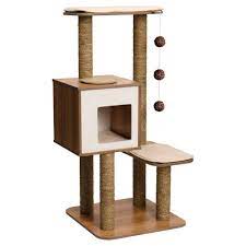 Vesper V High Base Cat Furniture Walnut Vesper Cat Furniture Wooden Cat Tree Cat Furniture