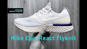 Releasing as a nike plus app exclusive, this pair features a predominate white fusion takeover. Nike Epic React Flyknit White White Racer Blue Unboxing On Feet Running Shoes 2018 4k Youtube