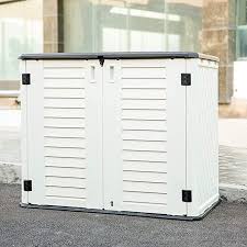 Amazon Com Kinying Horizontal Outdoor Storage Shed For Garden Patios Backyards Multiple Open In 2020 Garbage Shed Outdoor Storage Sheds Horizontal Outdoor Storage