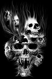 Half sleeve pile of skull tattoos. Smokey Skulls Skull Wallpaper Skull Skull Art