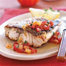 Start by heating a pan and adding a tbs of oil, start with eggplant and let brown. Oven Roasted Sea Bass Couscous Warm Tomato Vinaigrette Recipe Myrecipes
