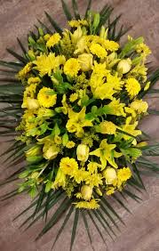 Now that you know the meaning of some of the most popular funeral flowers, you can incorporate them in your arrangements. Brampton Funeral Flowers All Yellow Spray Memory Lane Brampton Florist